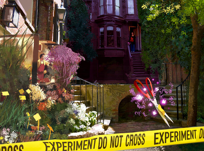 sci fi superhero neighborhood concept art